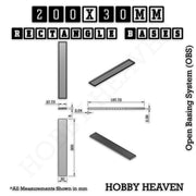 Rectangle Bases Range Sizes - 125x50mm to 200x175mm Large Sizes 3d Print Full Range Tabletop Games - Only-Games