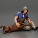 young man in a bonnet sitting crossing his legs and hugging a dog - Only-Games