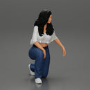 Chola Girl in sitting on knee hugging her dog - Only-Games