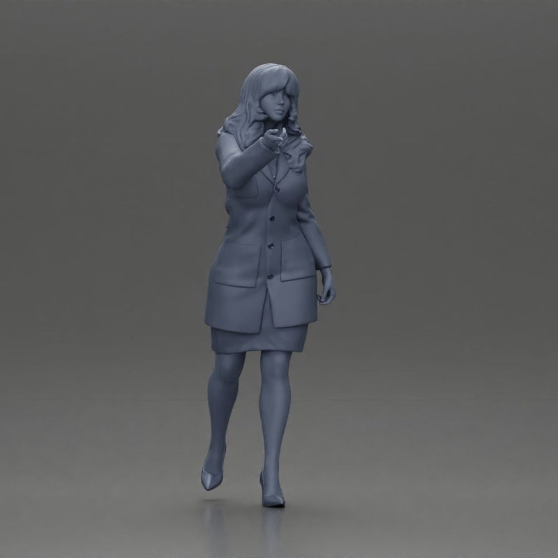 Elegant Teacher in White Coat Gesturing with Confidence and Professionalism - Only-Games