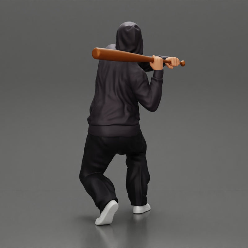 Gangster homie in hoodie Holding Baseball Bat Ready For A Hit - Only-Games