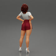 Brunette Girl in Short and mini shirt - Only-Games