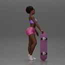 Black girl With Curly Hair Standing With Skateboard 2 - Only-Games