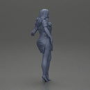 Confident style in red long shirt layers with white accents heels - Only-Games