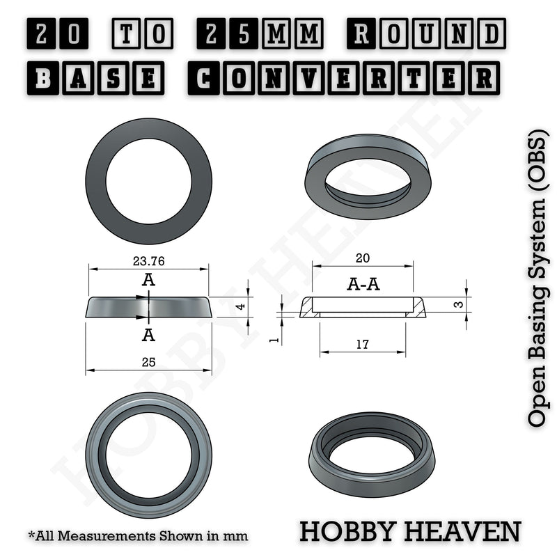 Round Bases Size Converters Round to Round 3d Print Full Range - Only-Games