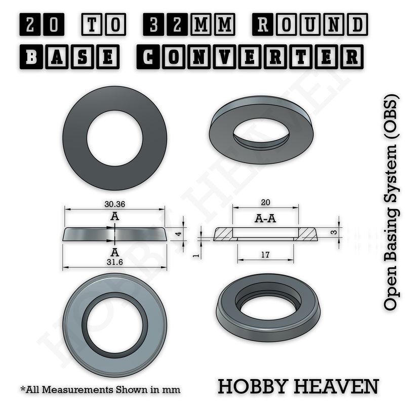 Round Bases Size Converters Round to Round 3d Print Full Range - Only-Games
