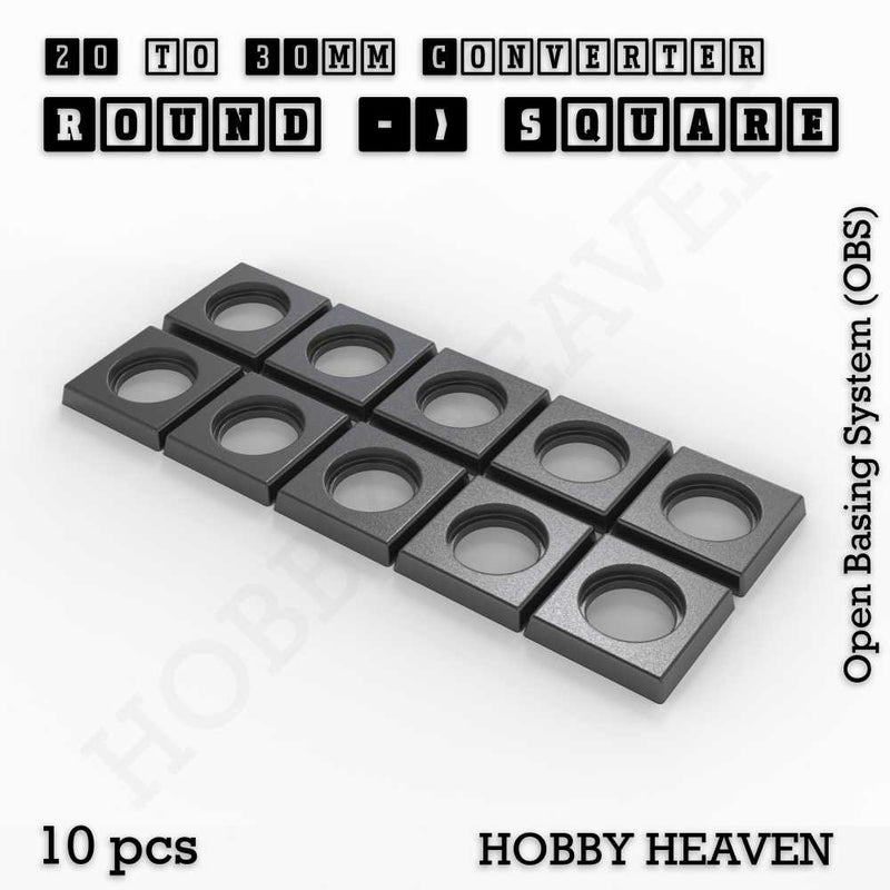 Round to Square Bases Shape and Size Converters 3d Print Full Range - Only-Games