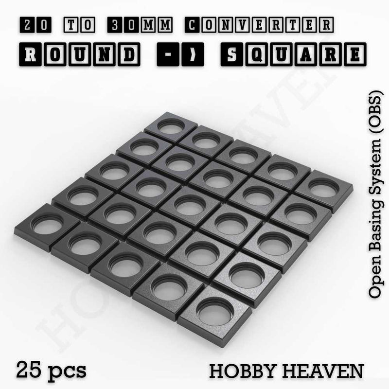 Round to Square Bases Shape and Size Converters 3d Print Full Range - Only-Games