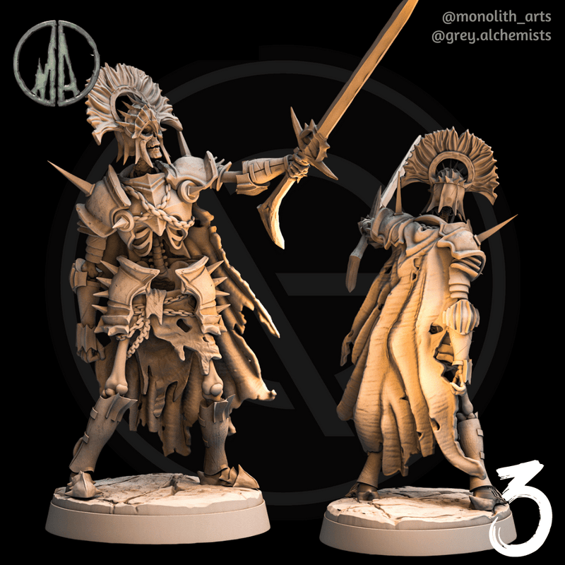 Skeleton Champions & Commanders - Bundle of 5 Fantasy Resin Miniatures in 32mm - DnD Monsters