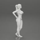 Fit hot woman in bikini taking off swimsuit panties on the beach - Only-Games