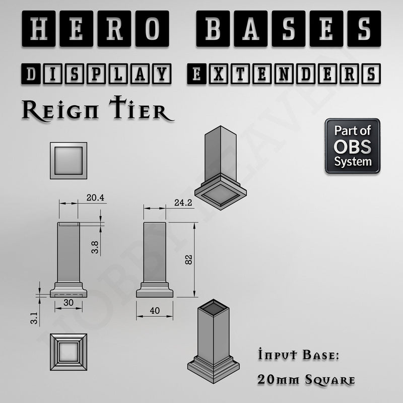 Hero Bases Display Extenders | Squares and Rectangles | Convert Gaming Bases to Display Bases & Plinths - Only-Games