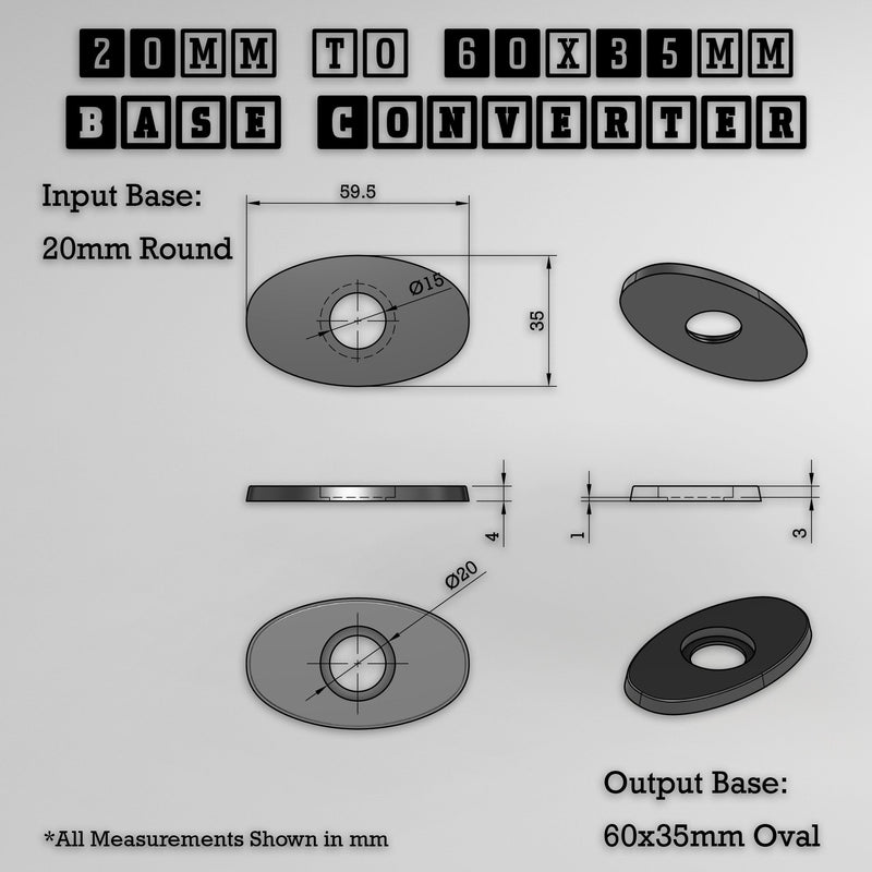 Round To Oval Bases Size Converters 3d Print Full Range - Only-Games