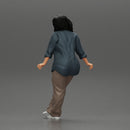 lowrider chola girl is leaning against the car, wearing a long open shirt with pigtails hair - Only-Games