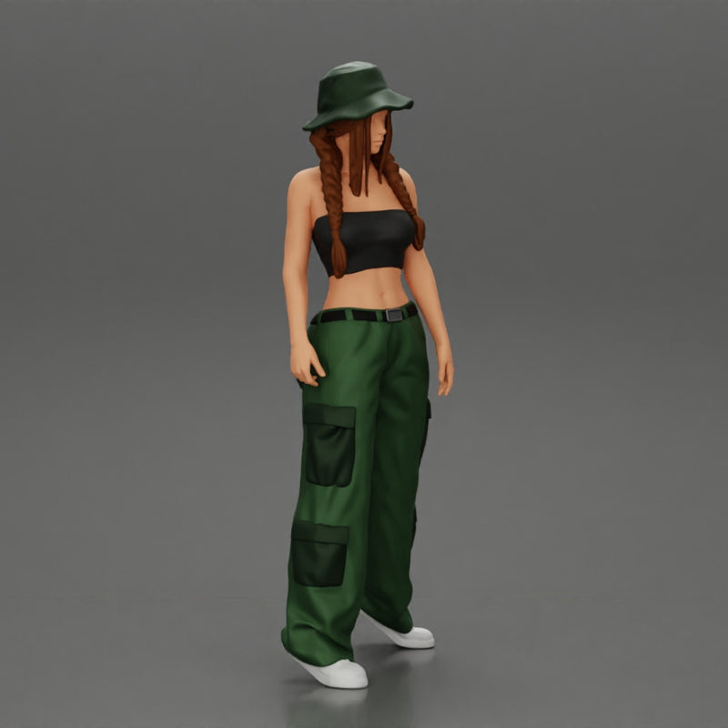 gangster homies lowrider girl posing in hat with pigtail hairstyle - Only-Games
