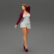 Beautiful woman in a dress walking with hand on head - Only-Games