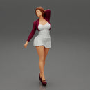 Beautiful woman in a dress walking with hand on head - Only-Games