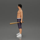 black afro gangster in shorts standing and holding a baseball bat - Only-Games