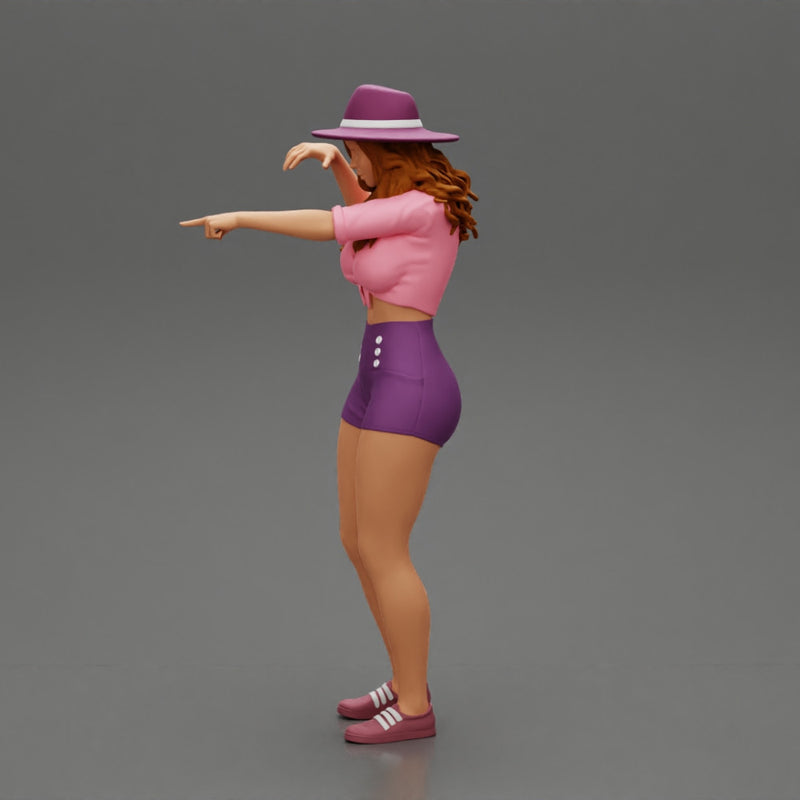Travel woman in hat and short pointing her next destination using world map - Only-Games
