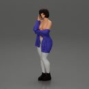 pretty nude girl with short hair posing in a sweater - Only-Games