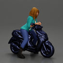Girl sitting on a scooter, wearing an open jacket - Only-Games