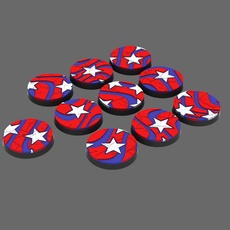 Stars and Stripes 25mm Round Base Set X10 - Only-Games