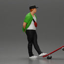 skater man leaning against the wall wearing a cap open shirt and banana bag - Only-Games