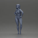 Elegant pose in blue swimsuit showcasing confidence and grace - Only-Games