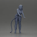 Mechanic Woman Holding Fuel Pump, Ready in Red Overalls - Only-Games