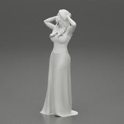 sexy girl in long dress with long hair standing - Only-Games