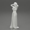 sexy girl in long dress with long hair standing - Only-Games