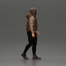 Bearded Man in Winter Outfit Walking with Casual Confidence - Only-Games