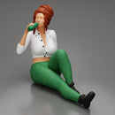 Tired woman mechanic in shirt pants sitting and drinking water during from bottle - Only-Games