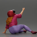 Biker Girl in a helmet who fell off a motorbike, being helped by a man - Only-Games