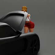 2 Sexy Girl in sunglasses opening a car hood and look inside - Only-Games