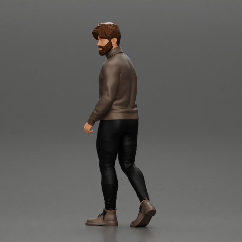 Stylish Man Walking in Turtleneck