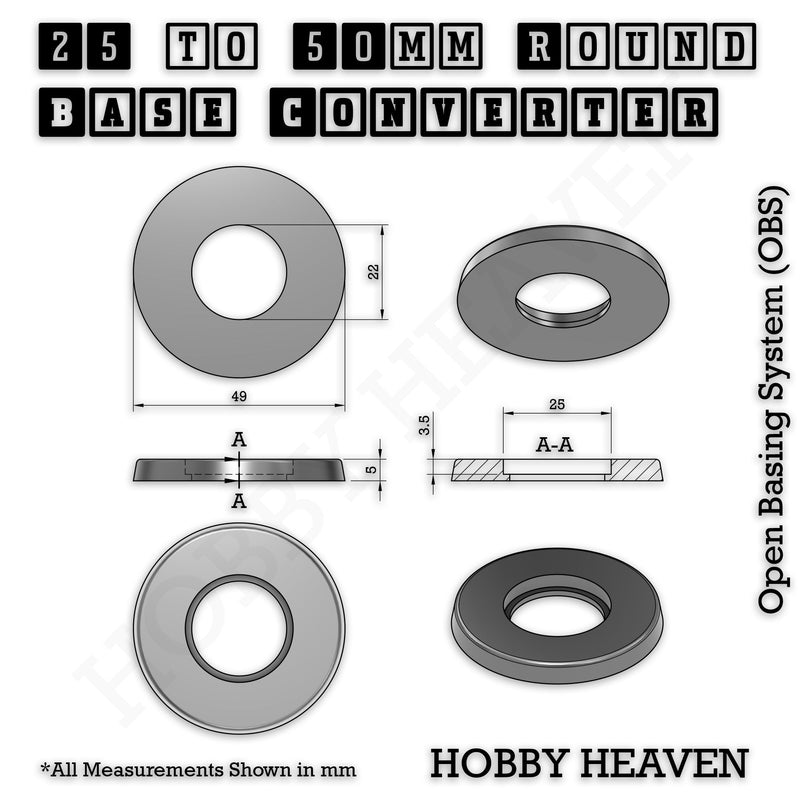 Round Bases Size Converters Round to Round 3d Print Full Range - Only-Games