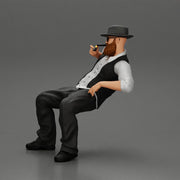 gagnster homie in beard and hat sitting holding lighter cigar while smoking - Only-Games