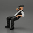 gagnster homie in beard and hat sitting holding lighter cigar while smoking - Only-Games