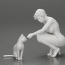 Beautiful girl Sit Near Her Cat - Only-Games