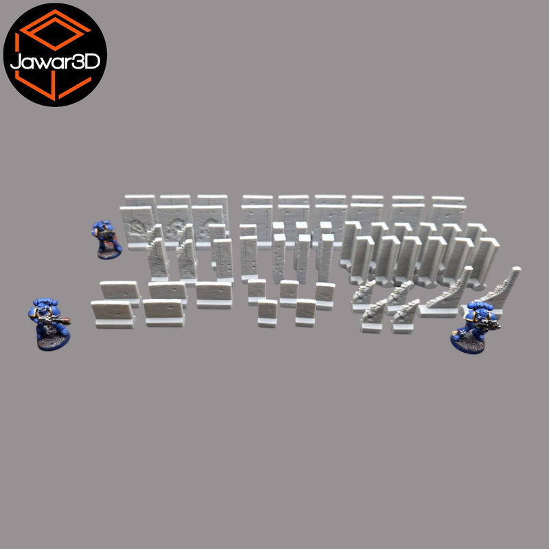Blasted Walls Set - 28mm Wargaming Scatter Terrain Scenery Tabletop Miniature - Only-Games