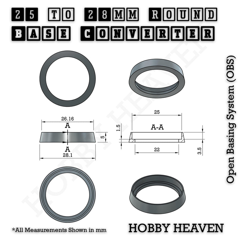 Round Bases Size Converters Round to Round 3d Print Full Range - Only-Games