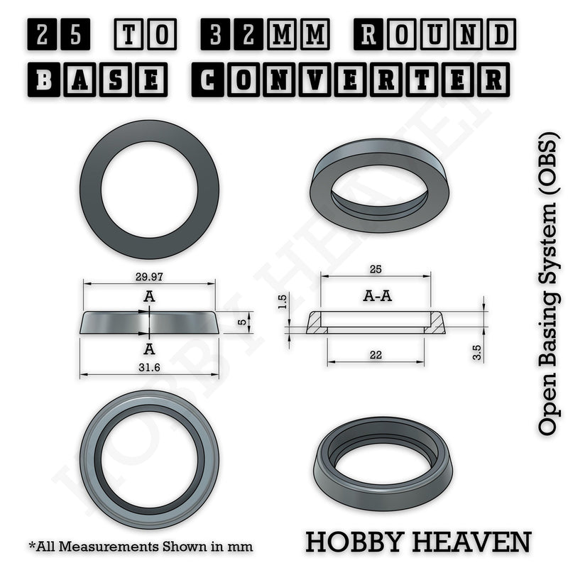 Round Bases Size Converters Round to Round 3d Print Full Range - Only-Games
