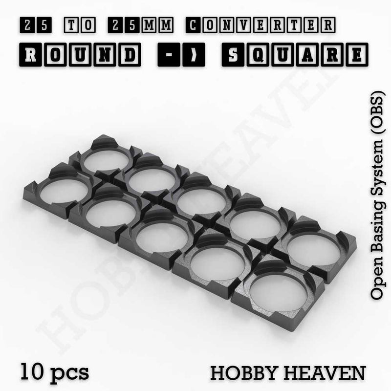 Round to Square Bases Shape and Size Converters 3d Print Full Range - Only-Games