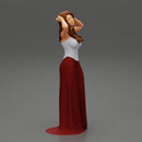 sexy girl in long dress with long hair standing - Only-Games