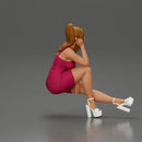 Woman in Pink Dress and heels sitting Deep in Thought - Only-Games