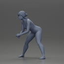 Naked tennis player holding her racket in a ready position - Only-Games