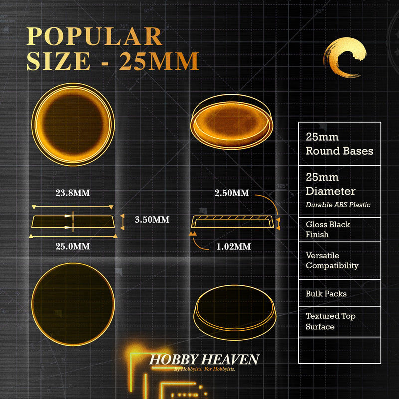25mm Round Plain Plastic Bases - Only-Games