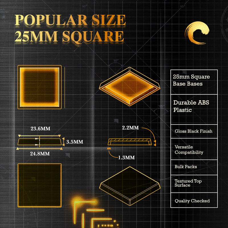 25mm Square Plain Plastic Bases - Only-Games