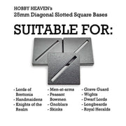 25mm Square Diagonal Slotted Plastic Bases - Only-Games