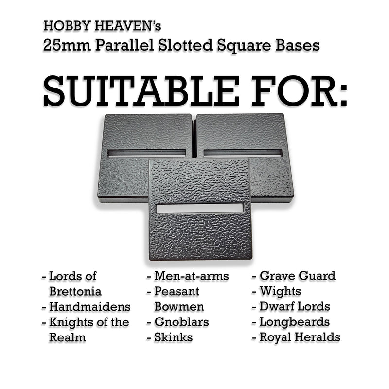 25mm Square Parallel Slotted Plastic Bases - Only-Games